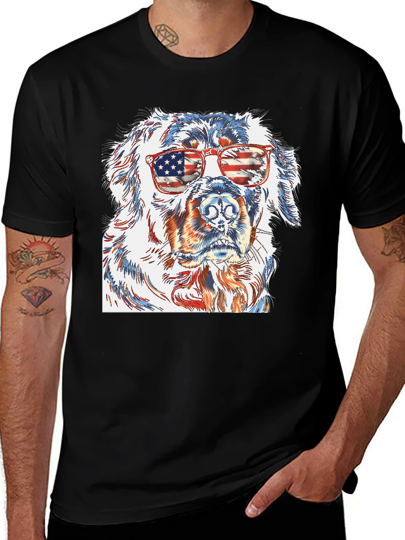 Patriotic Dog Graphic T-Shirt