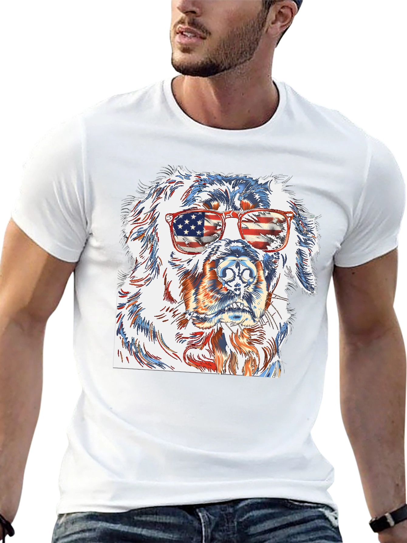 Patriotic Dog Graphic T-Shirt