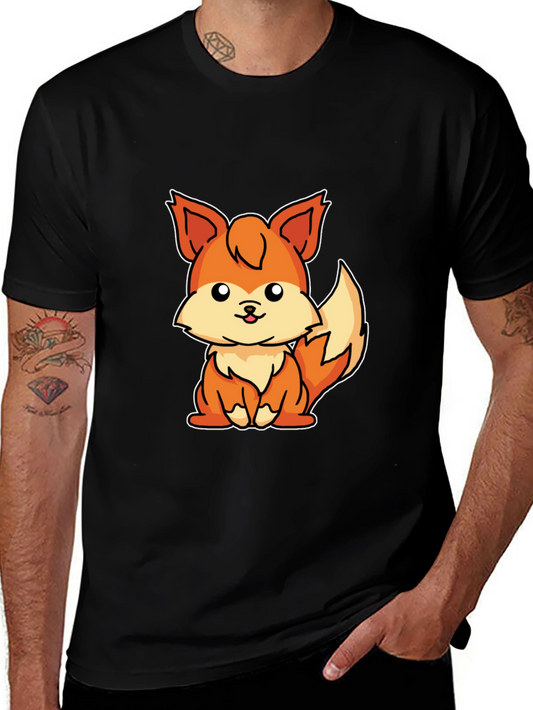 Cute Cartoon Fox Graphic T-Shirt - Unisex Black Tee