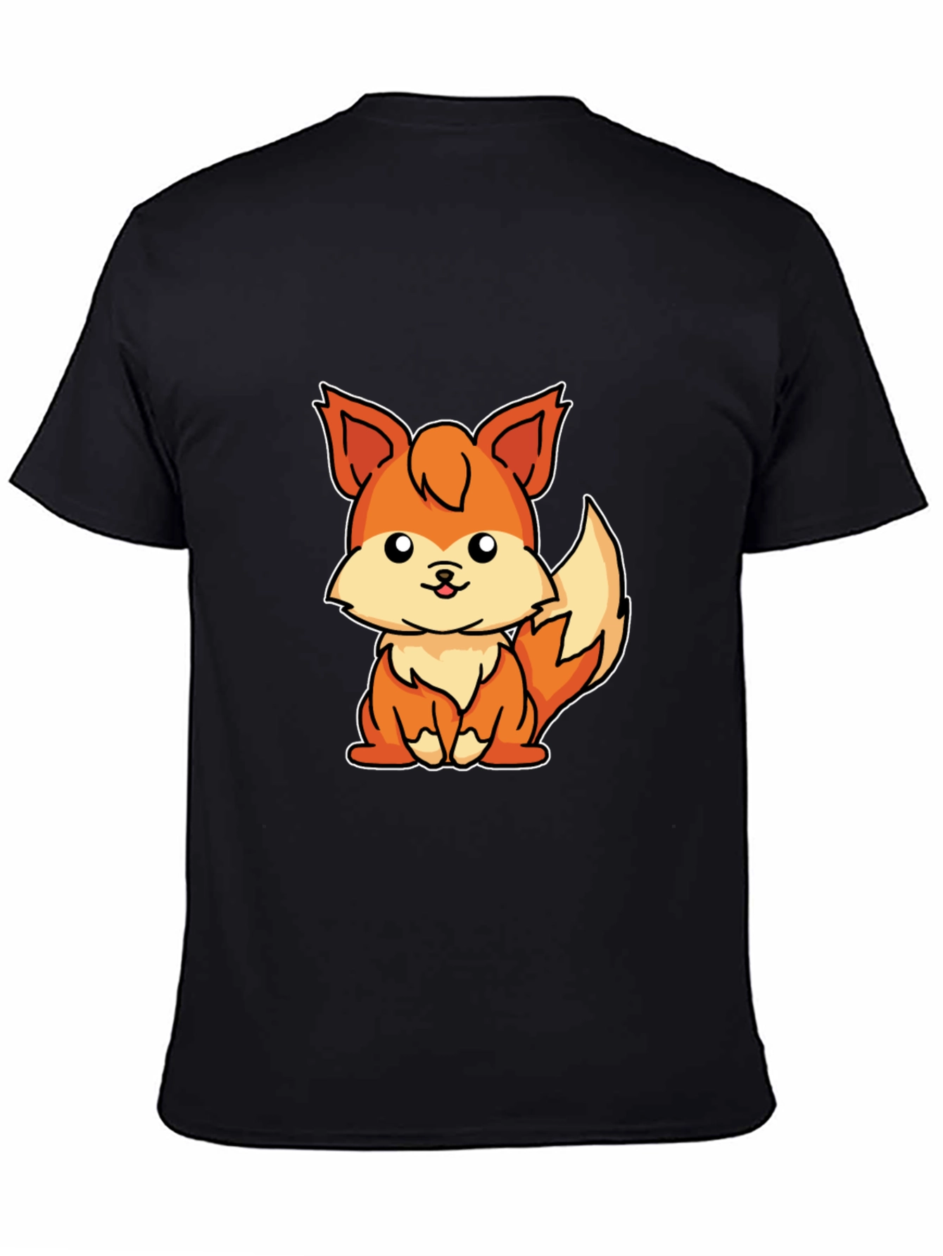Cute Cartoon Fox Graphic T-Shirt - Unisex Black Tee