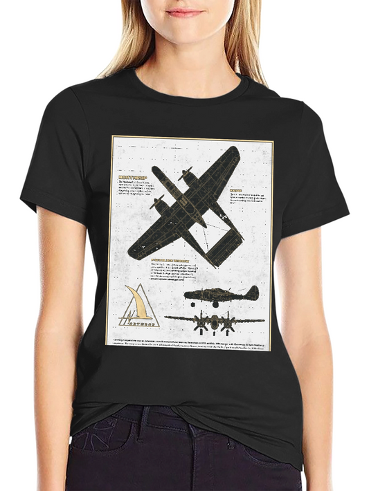 Vintage Airplane Blueprint Graphic T-Shirt