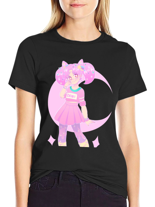 Chibi Moon Anime Graphic Tee - Cotton Blend
