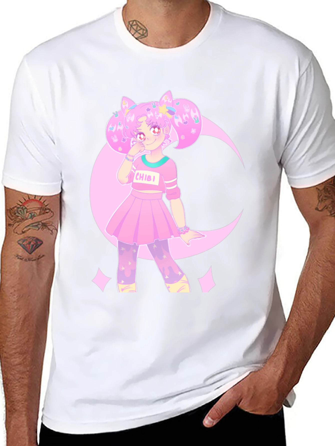 Chibi Moon Anime Graphic Tee - Cotton Blend