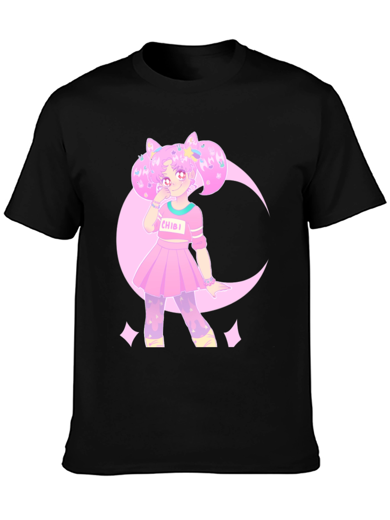 Chibi Moon Anime Graphic Tee - Cotton Blend
