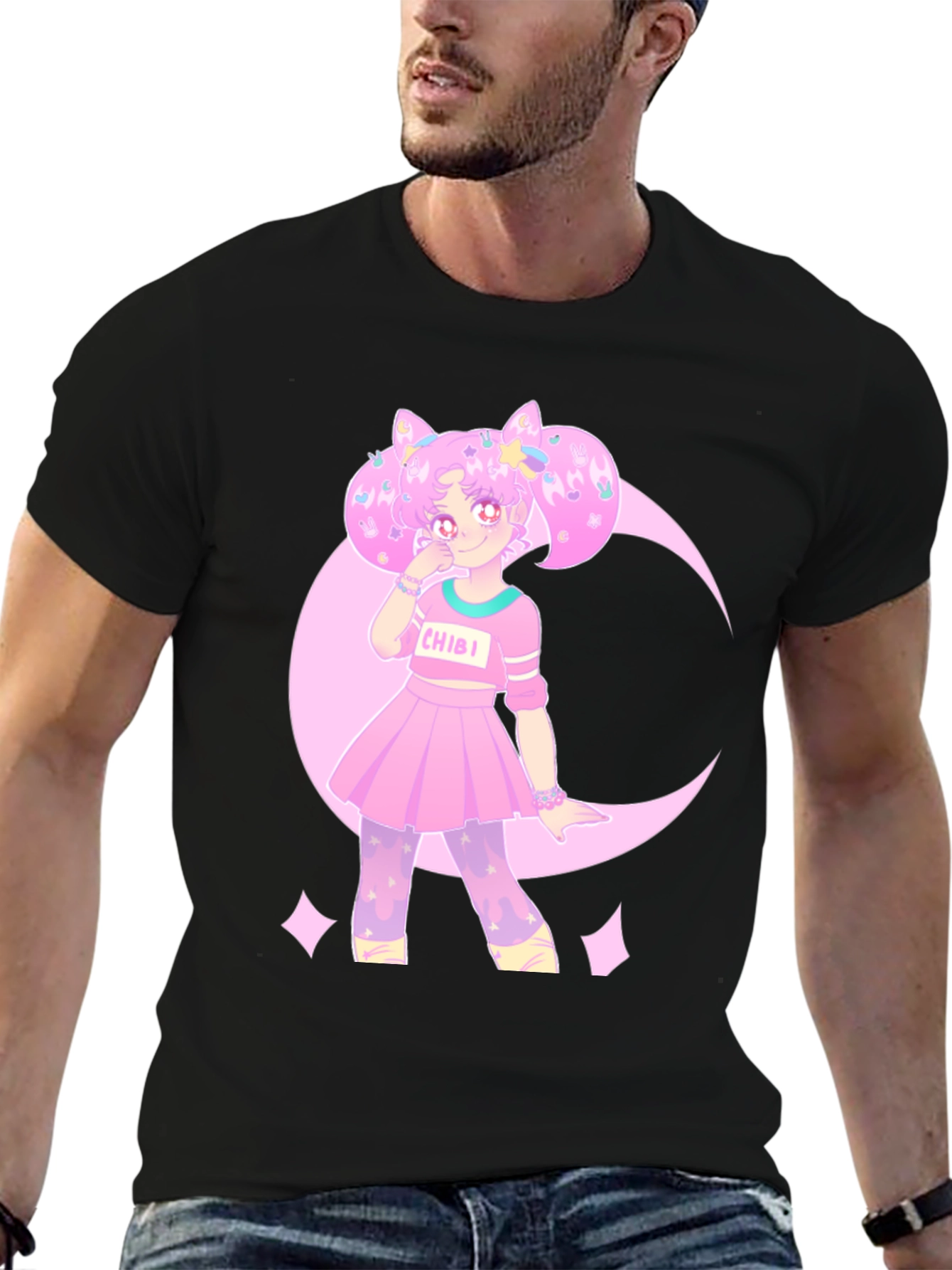 Chibi Moon Anime Graphic Tee - Cotton Blend