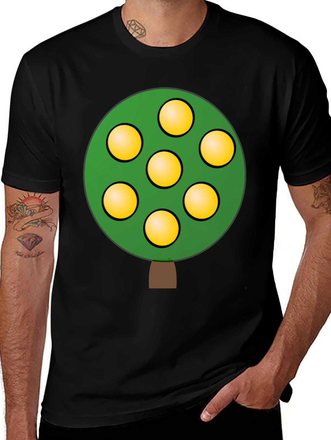 Cartoon Tree Black T-Shirt
