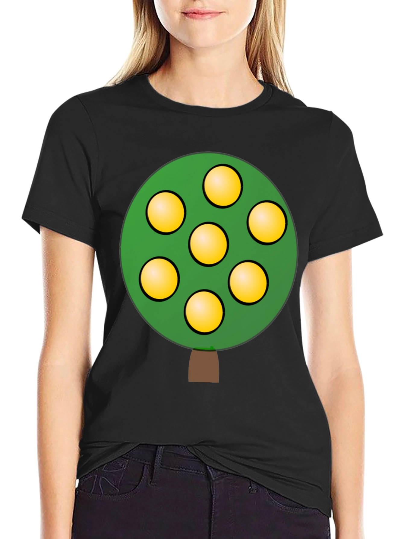 Cartoon Tree Black T-Shirt