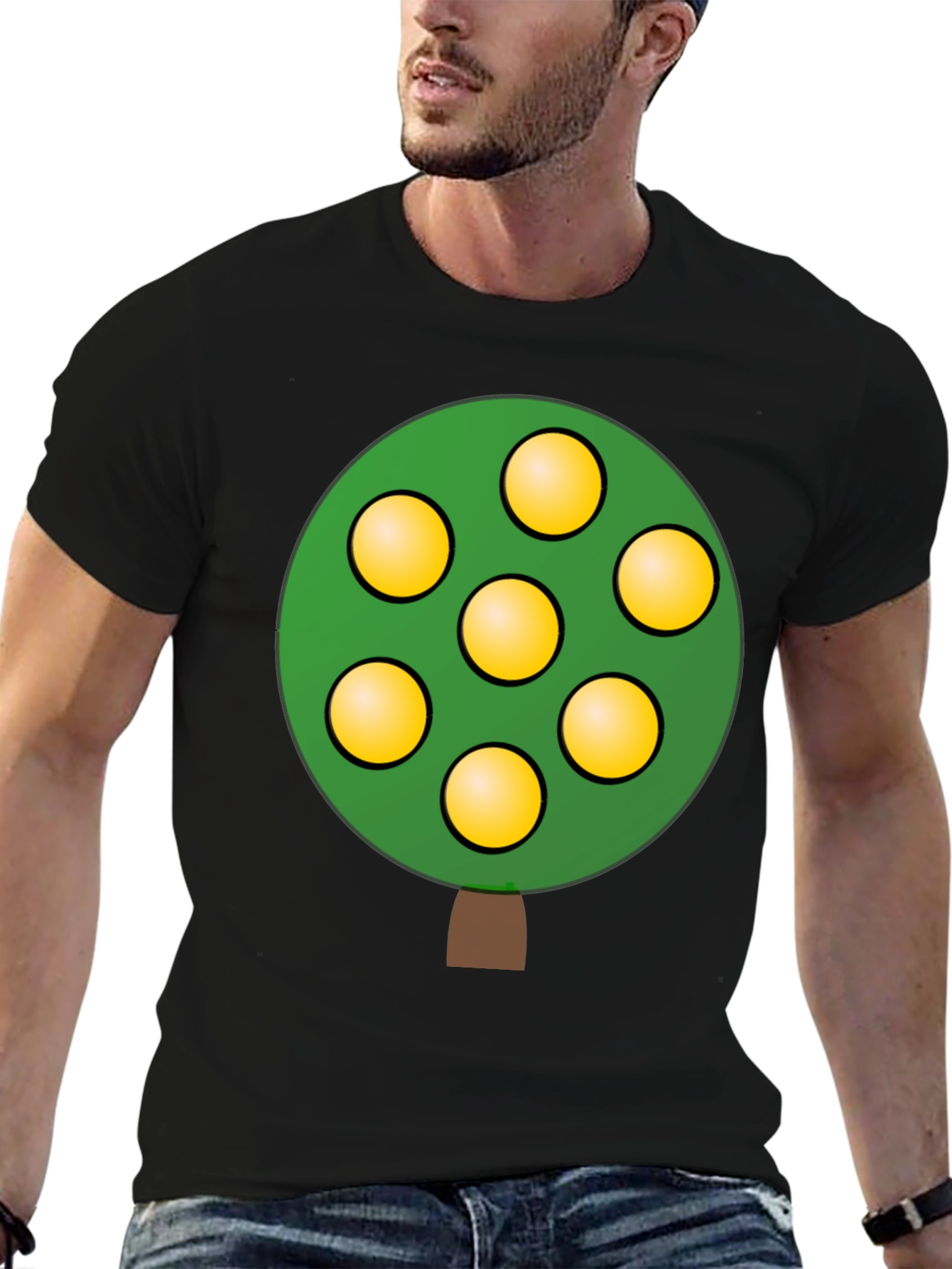 Cartoon Tree Black T-Shirt