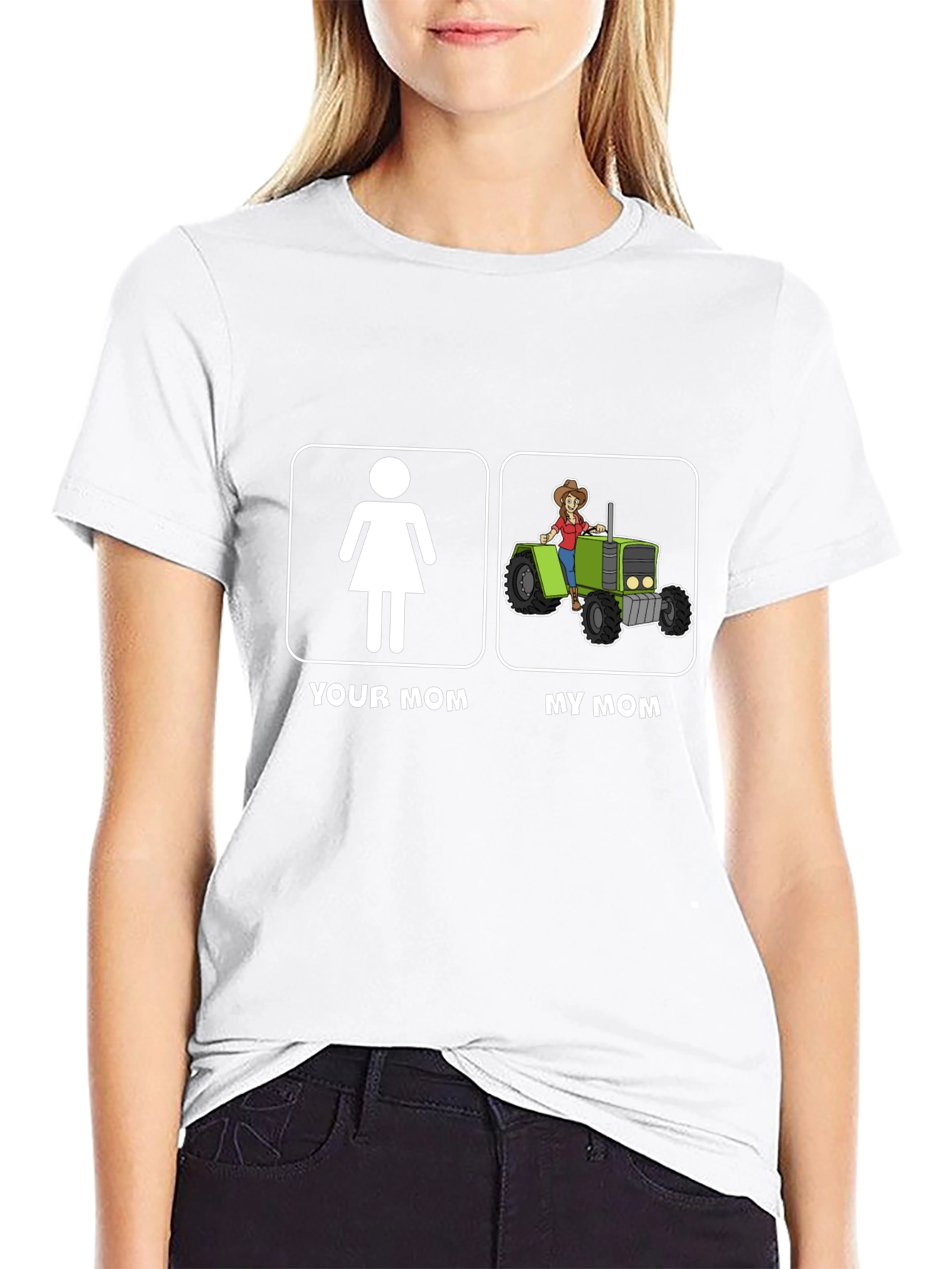 Funny My Mom Tractor T-Shirt - Black