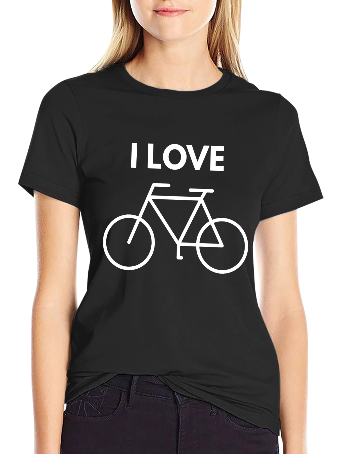 I Love Bicycle Graphic T-Shirt - Black Casual Tee