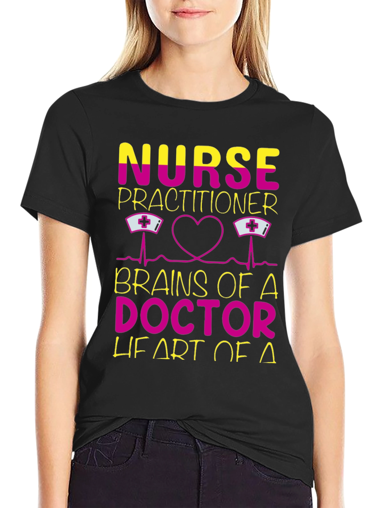 Nurse Practitioner Brains Doctor Heart T-Shirt