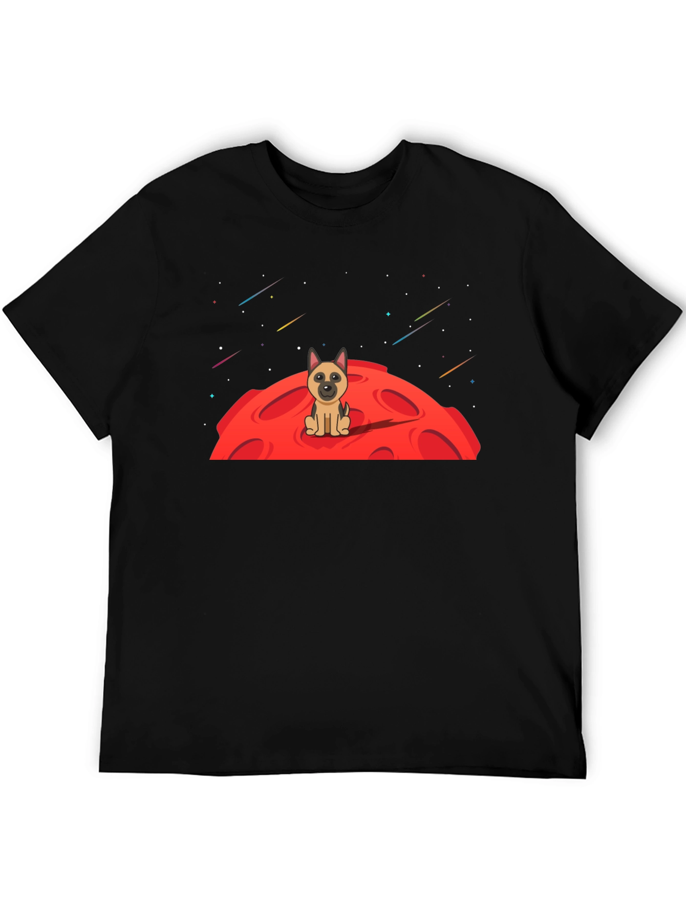 Dog on Moon Graphic T-Shirt - Black