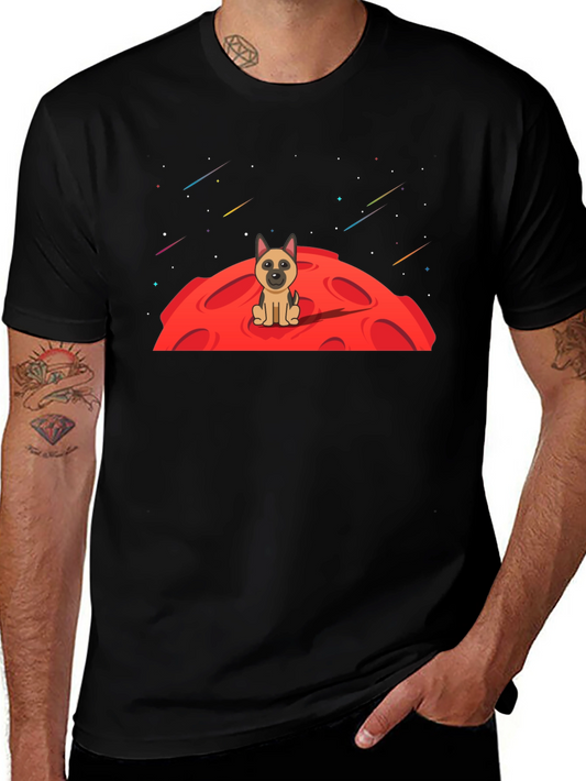 Dog on Moon Graphic T-Shirt - Black