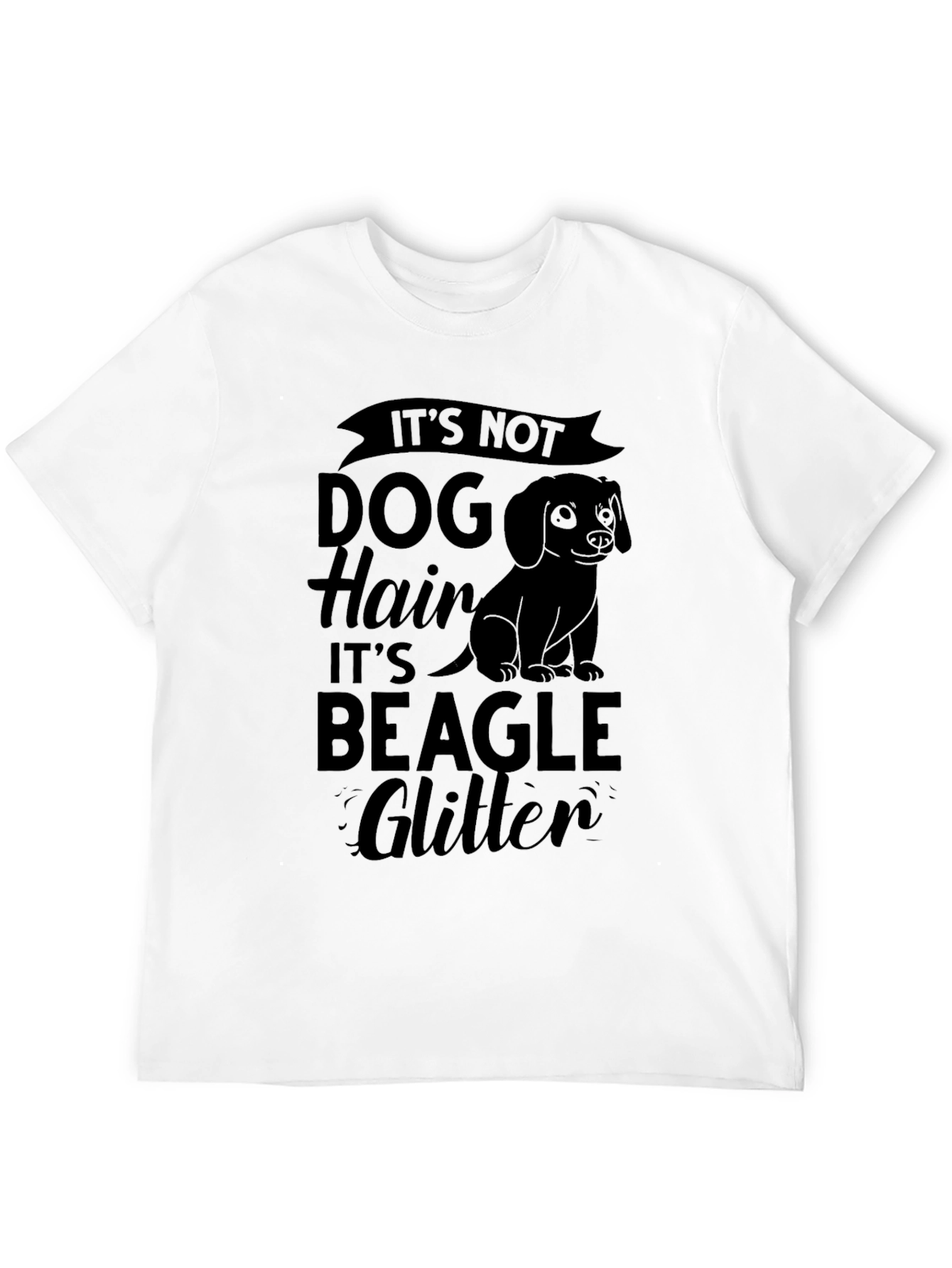 Dog Hair Beagle Glitter Black T-Shirt