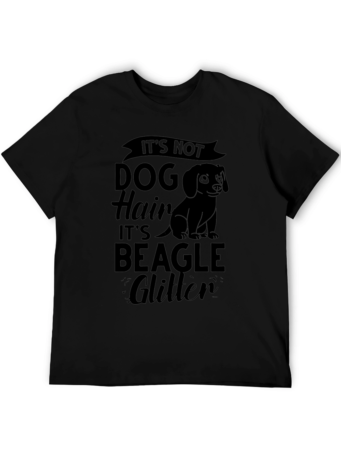 Dog Hair Beagle Glitter Black T-Shirt