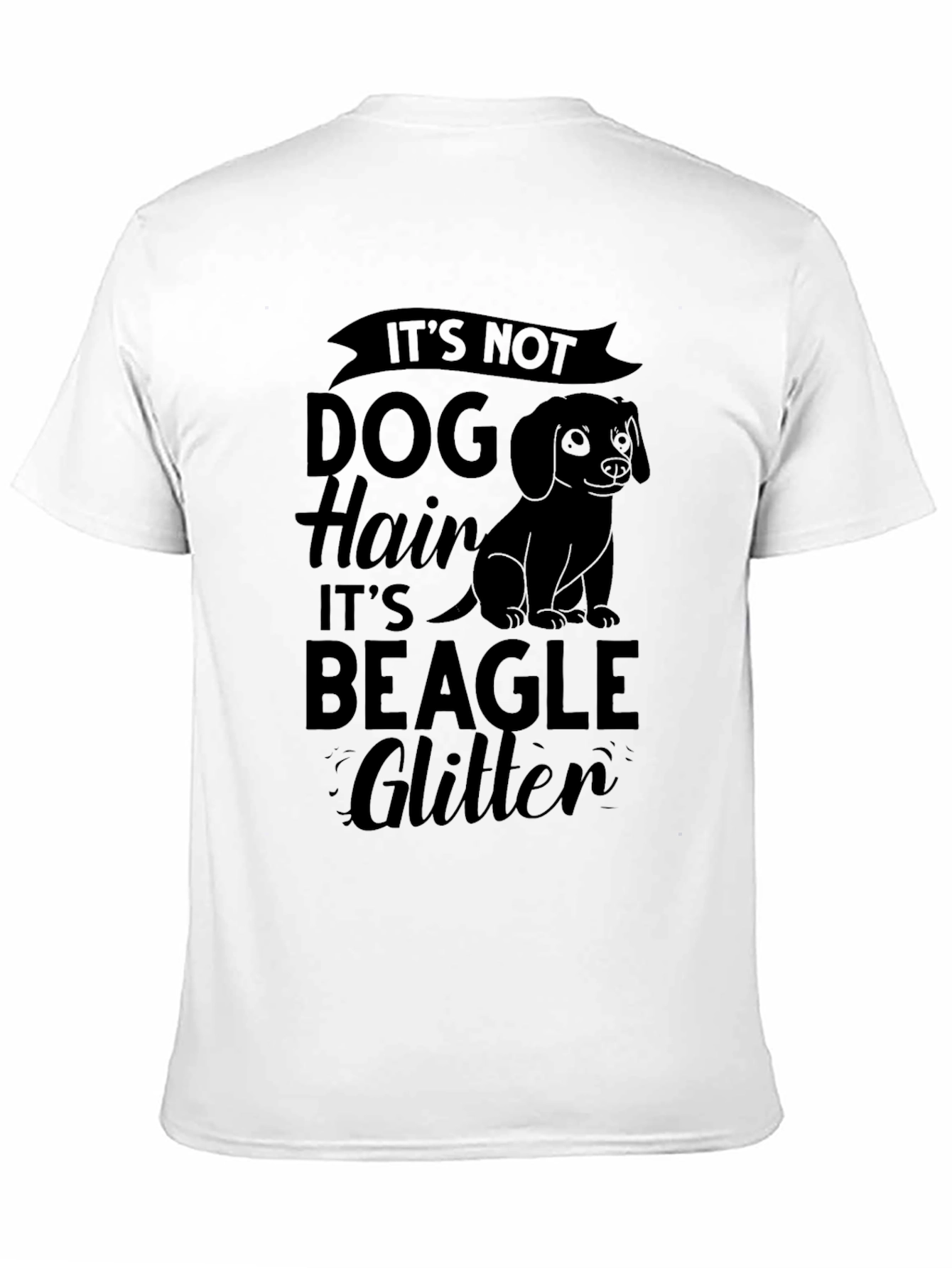 Dog Hair Beagle Glitter Black T-Shirt