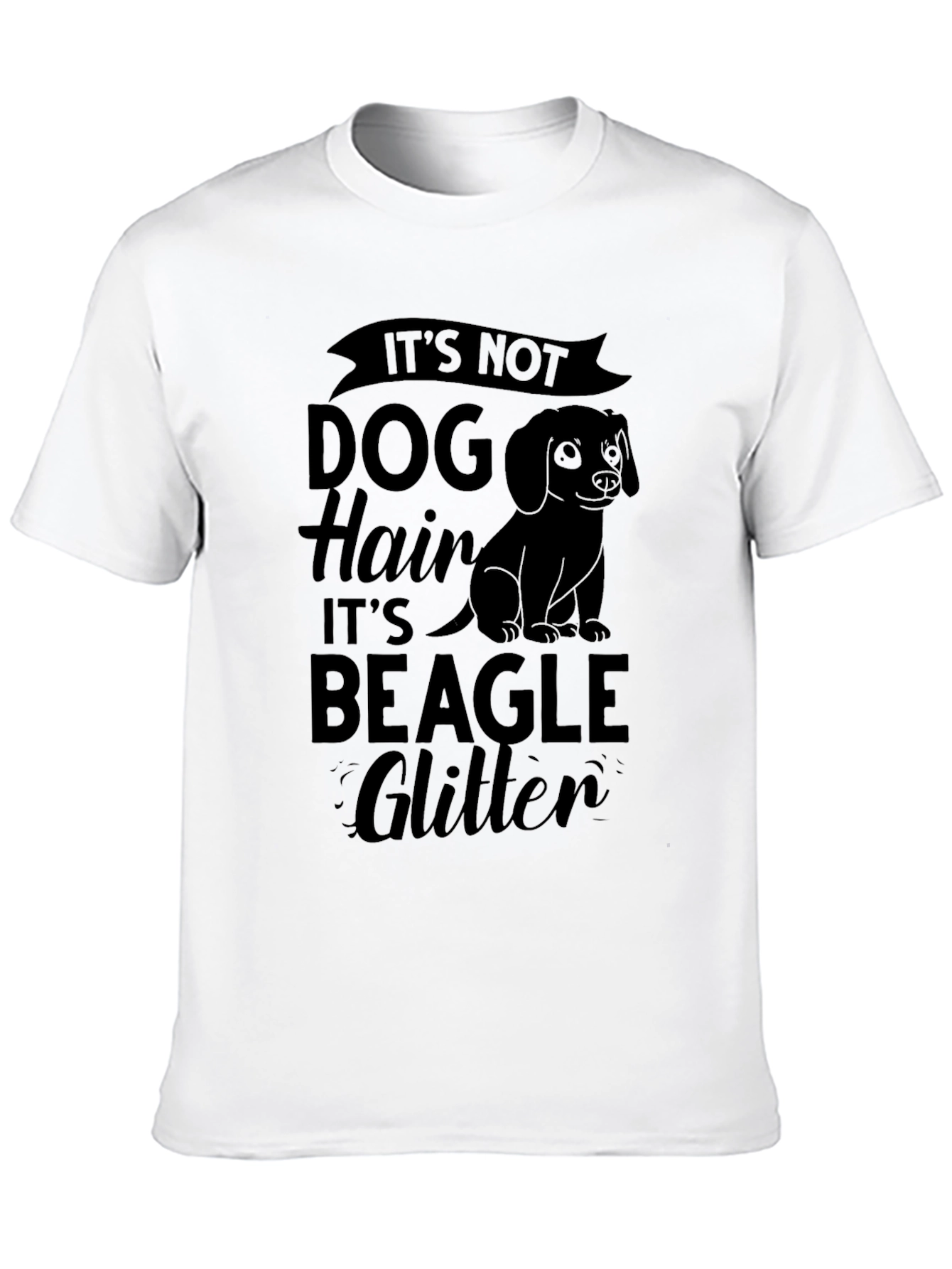 Dog Hair Beagle Glitter Black T-Shirt