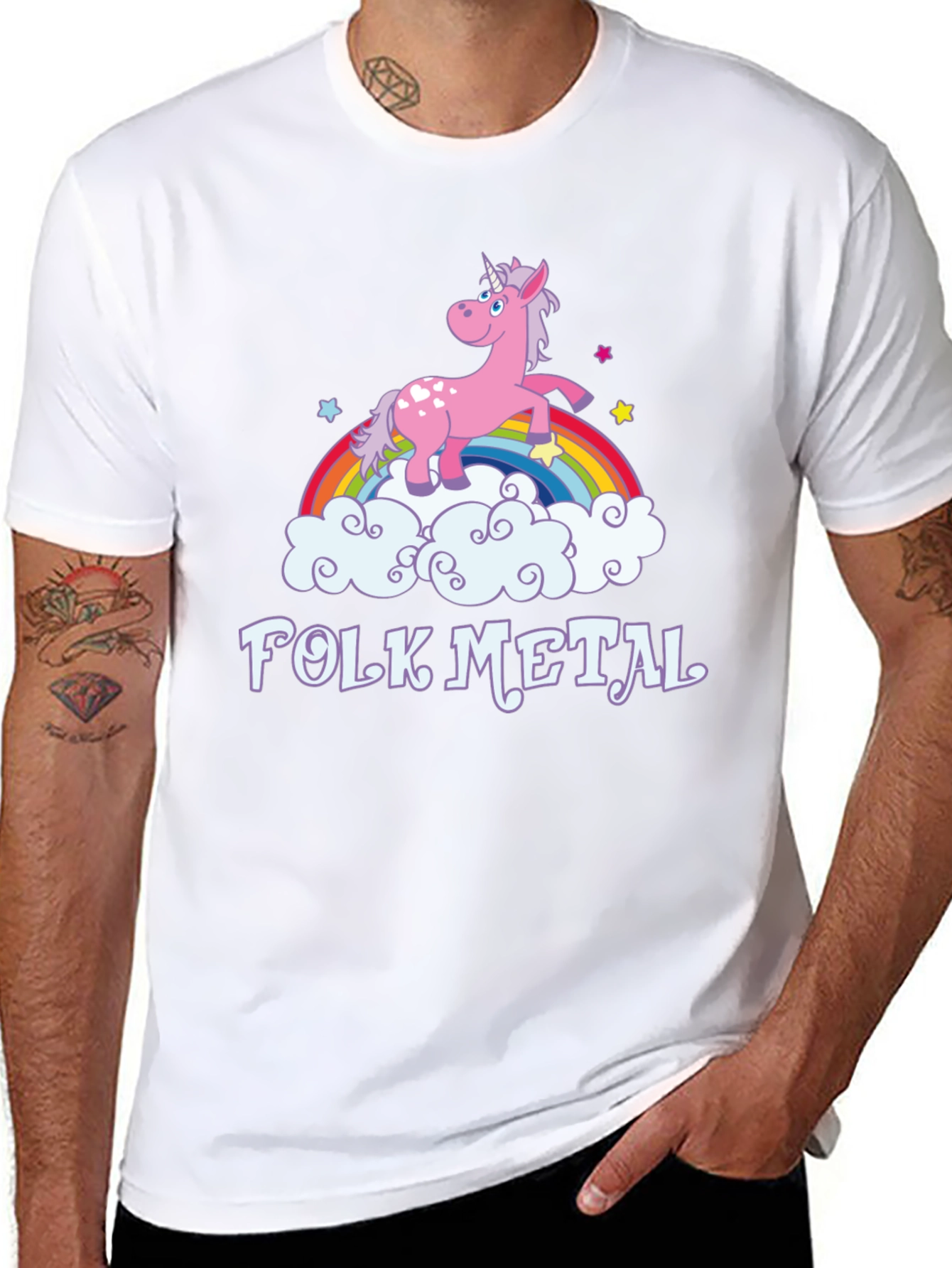 Folk Metal Unicorn Rainbow T-Shirt