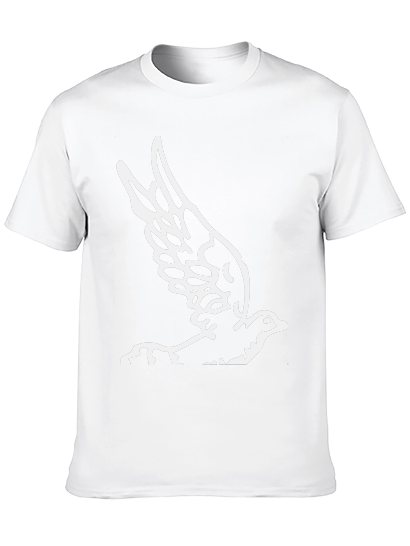 Black T-Shirt with White Bird Graphic