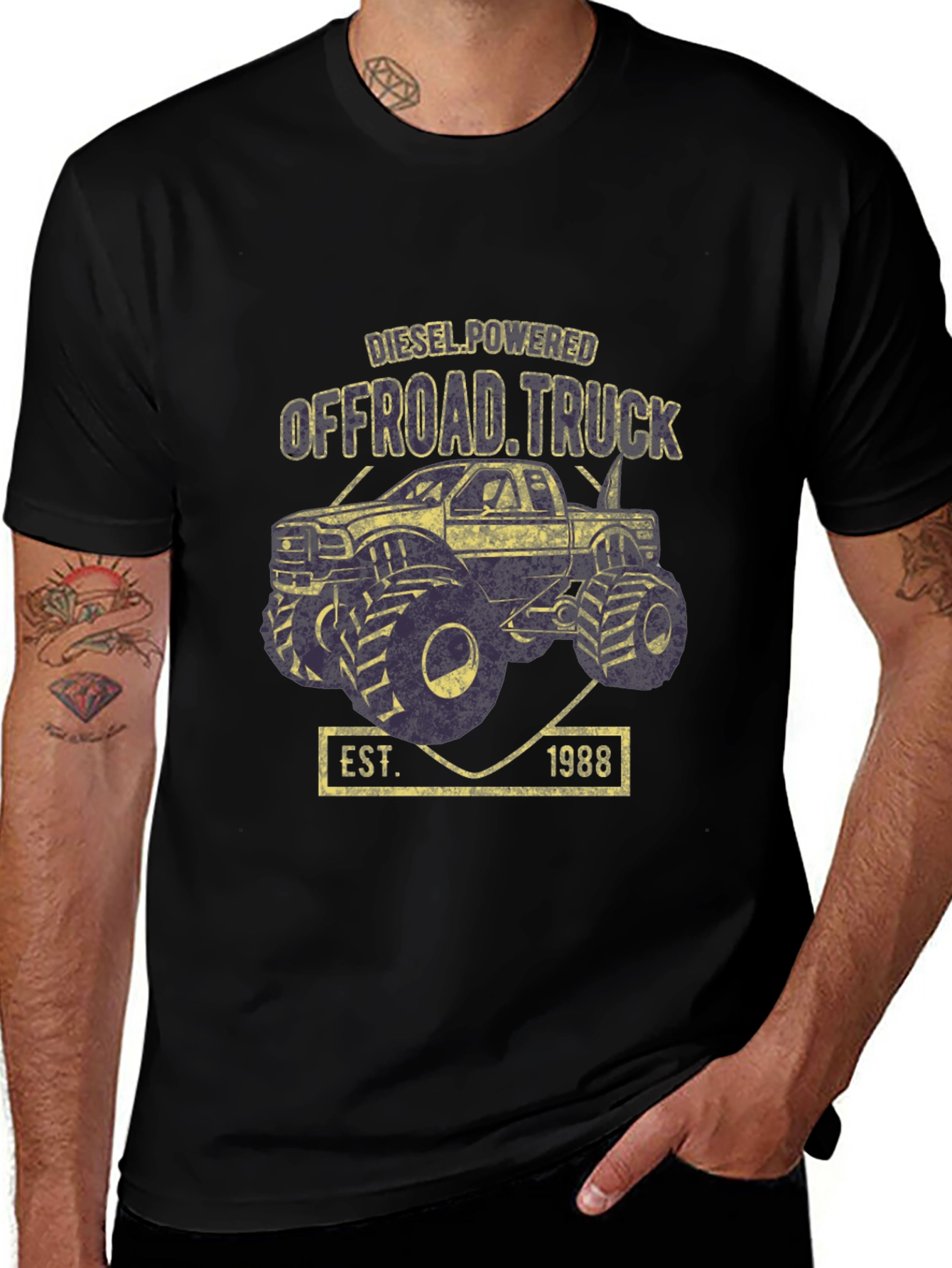 Diesel Powered Offroad Truck Black T-Shirt