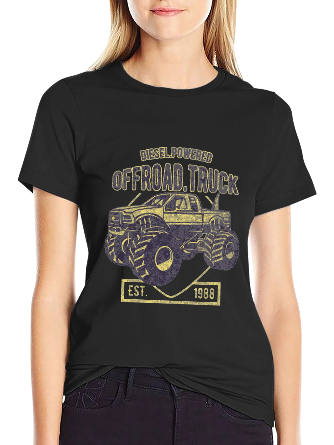 Diesel Powered Offroad Truck Black T-Shirt