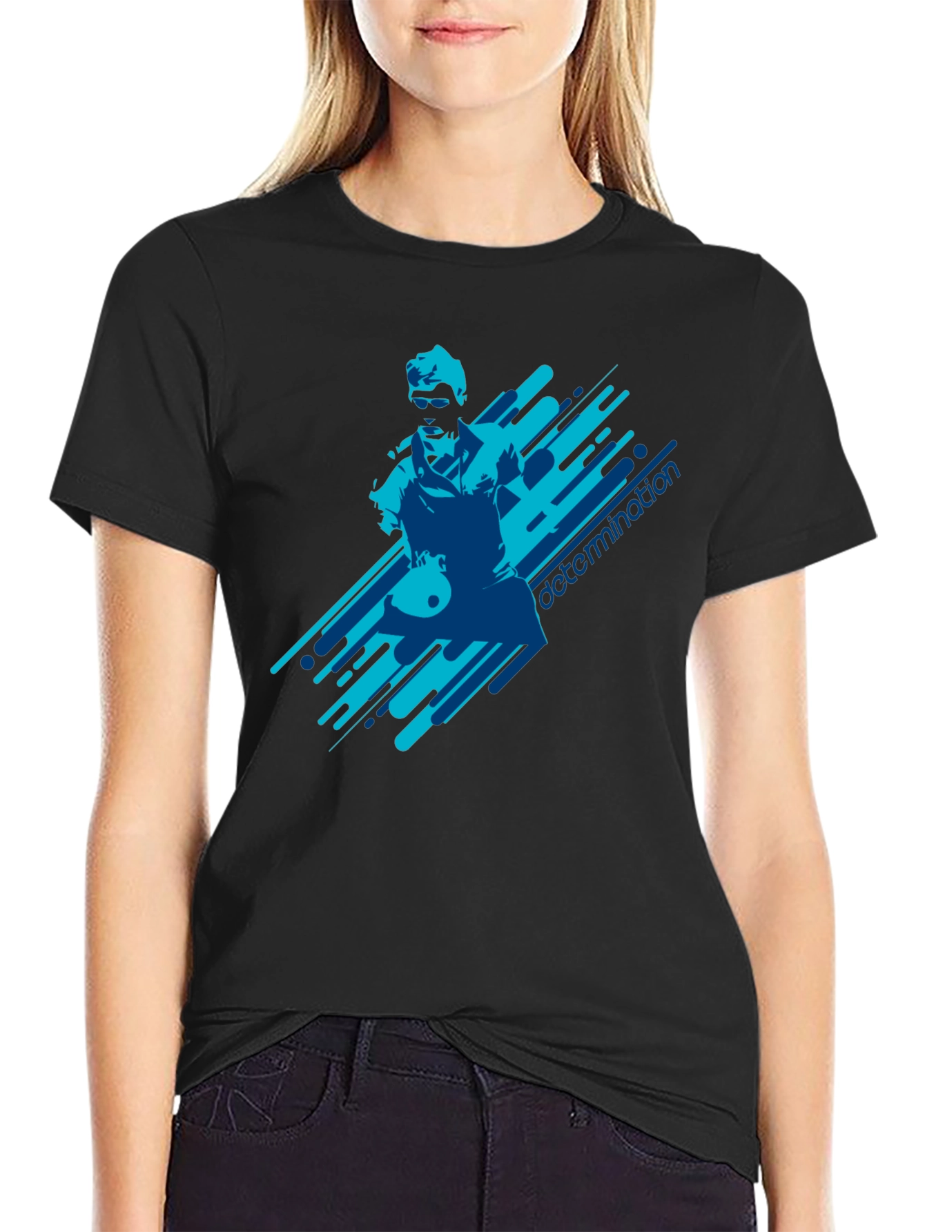 Determination Graphic Print Black T-Shirt