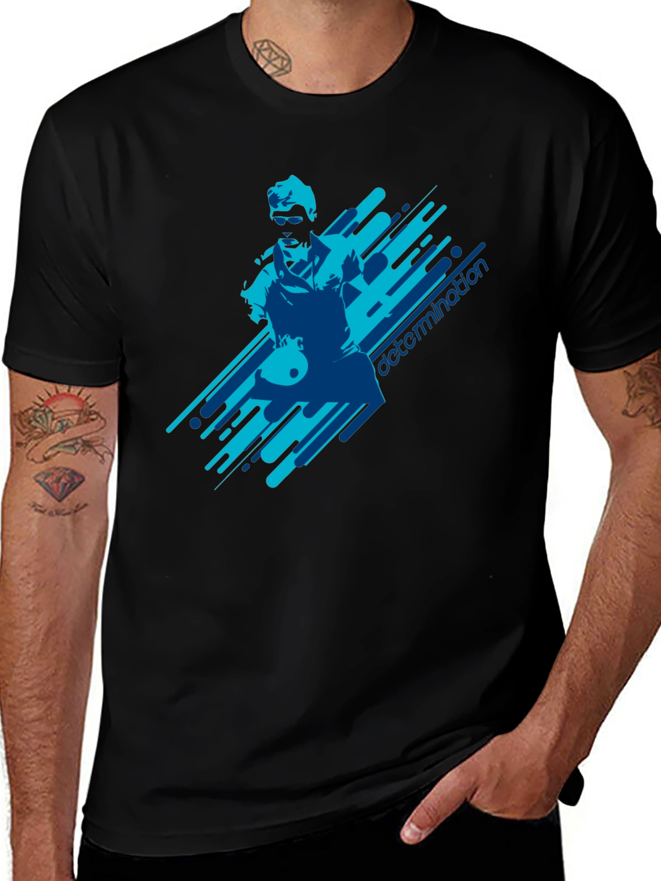Determination Graphic Print Black T-Shirt