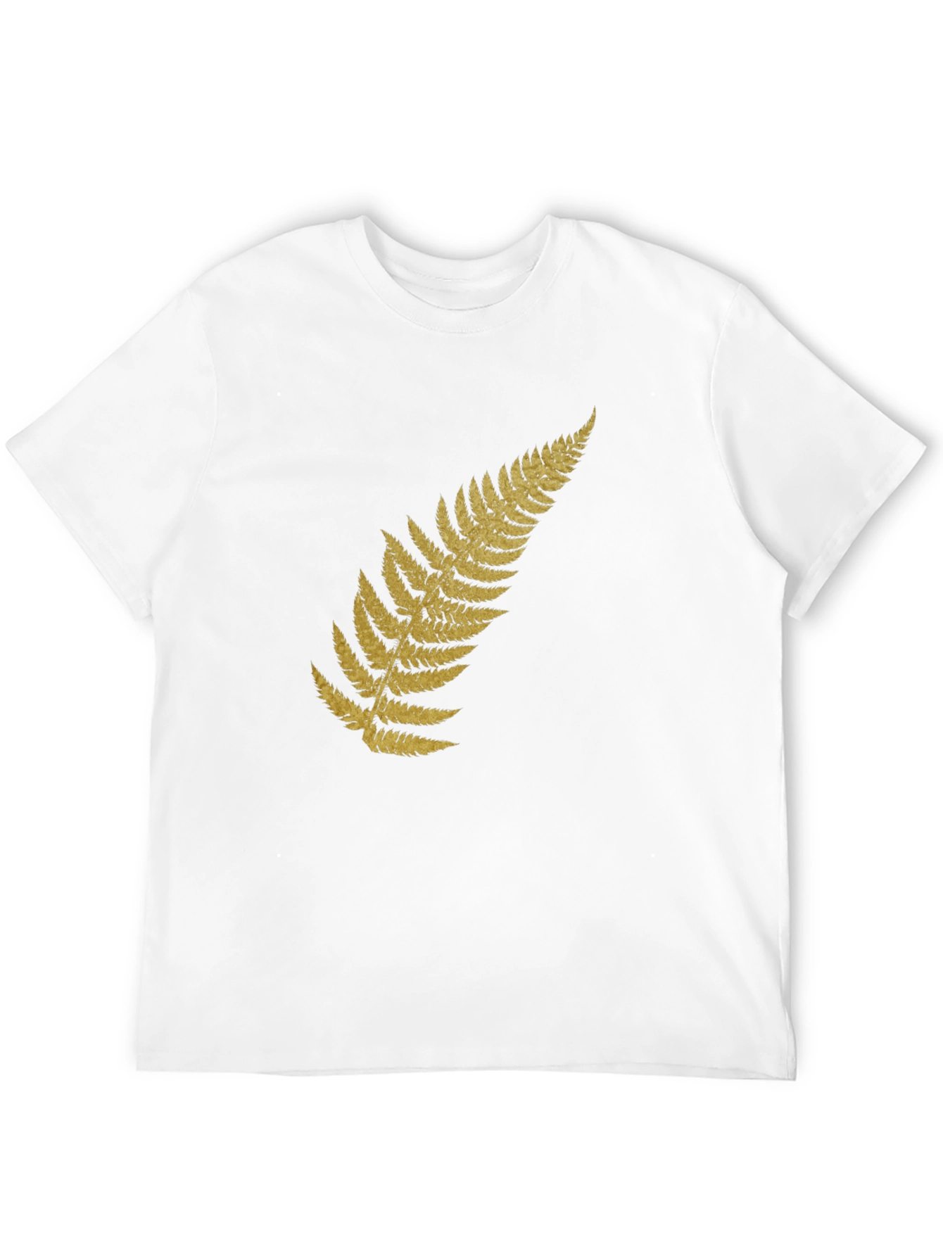Black T-Shirt with Gold Fern Design
