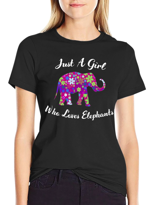 Elephant Lover Womens T-Shirt - Floral Design