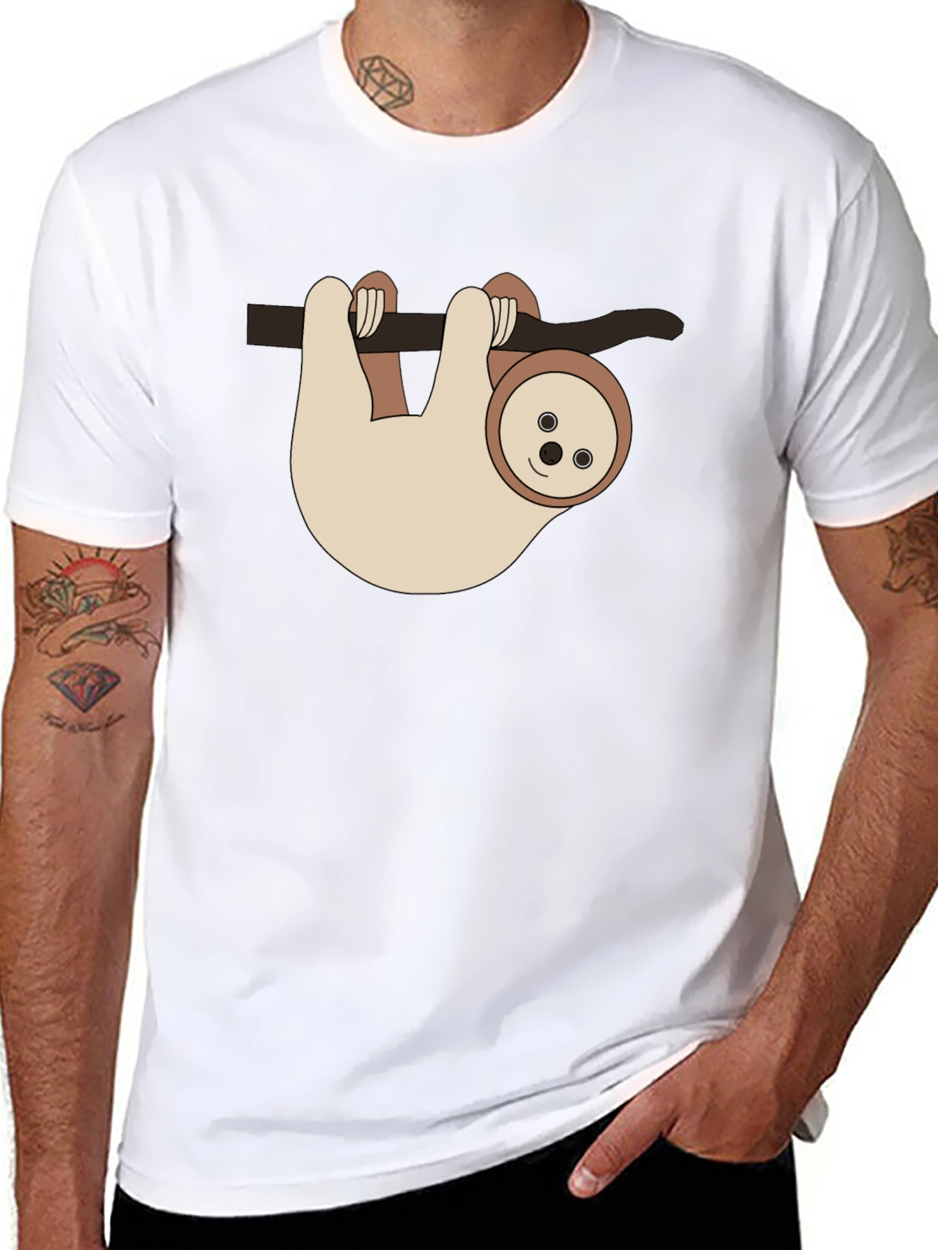 Sloth Hangin Around Black T-Shirt