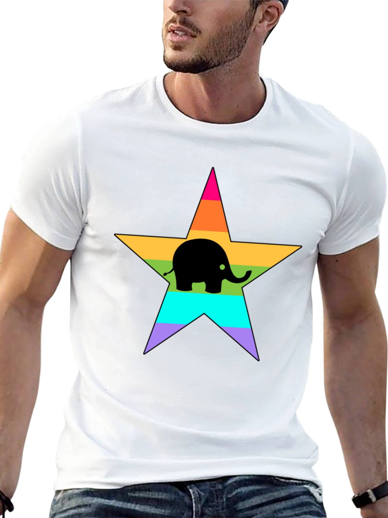 Rainbow Star Elephant Graphic Tee