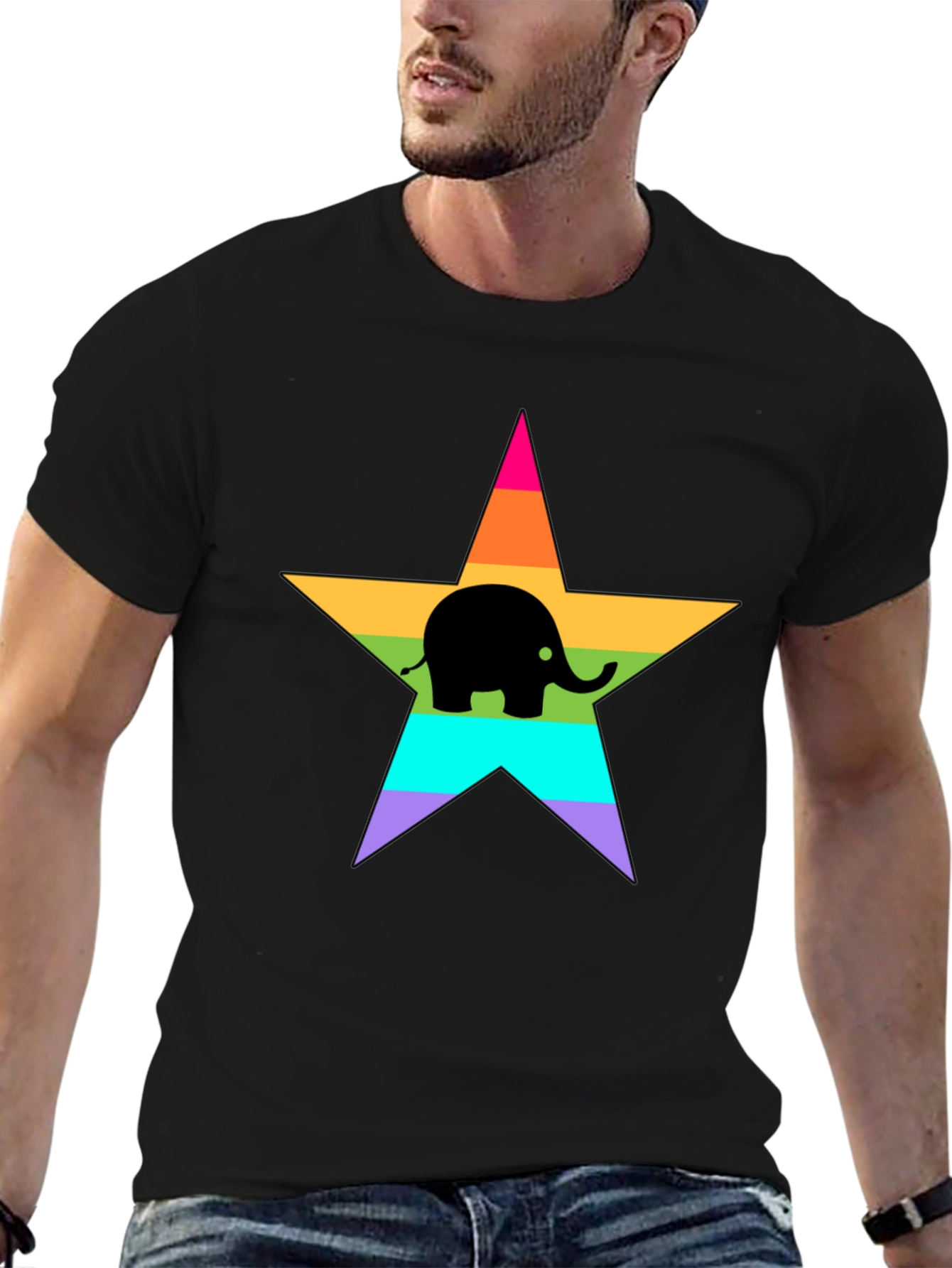 Rainbow Star Elephant Graphic Tee