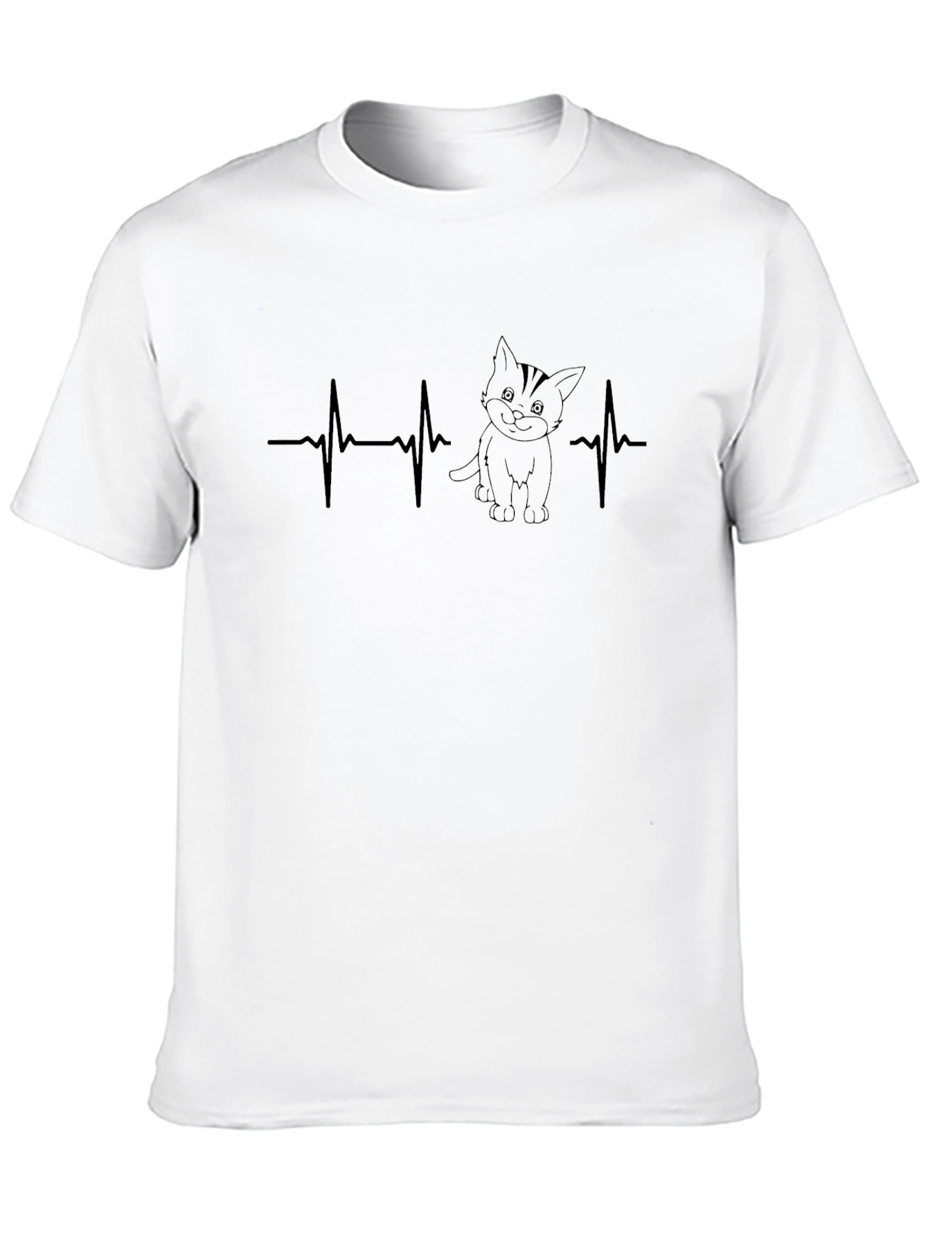 Cat Lovers Heartbeat Tee - Black Cotton Blend