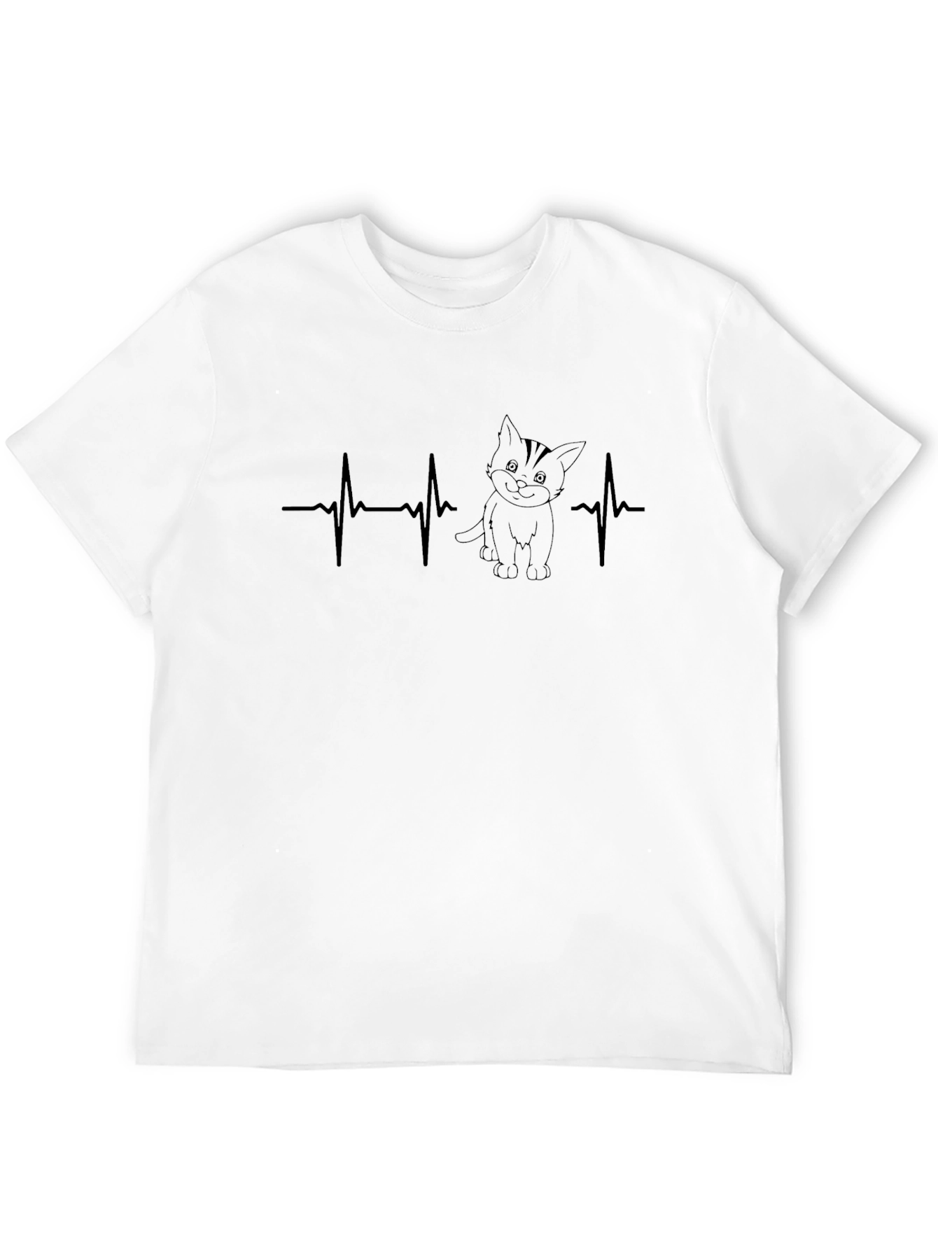 Cat Lovers Heartbeat Tee - Black Cotton Blend