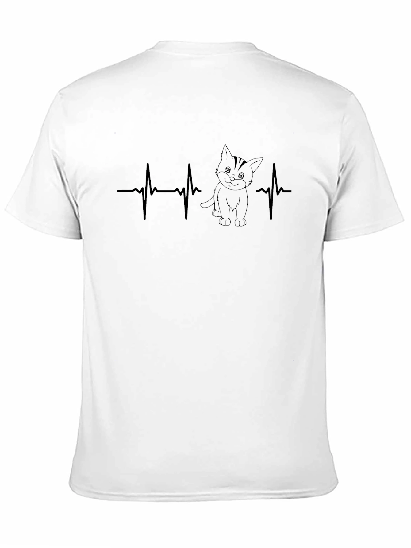 Cat Lovers Heartbeat Tee - Black Cotton Blend