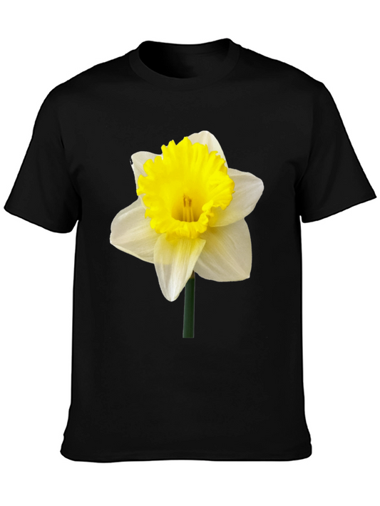 Daffodil Flower Graphic T-Shirt - Black Casual Tee