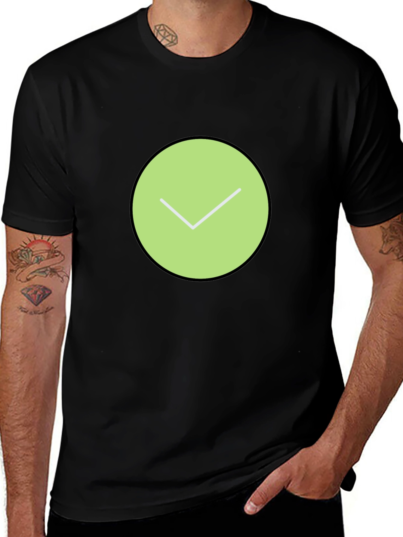 Modern Graphic Tee - Green Circle Check Mark
