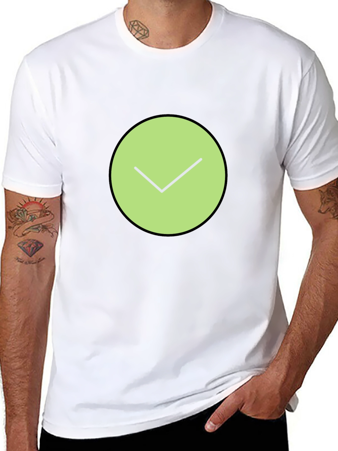 Modern Graphic Tee - Green Circle Check Mark