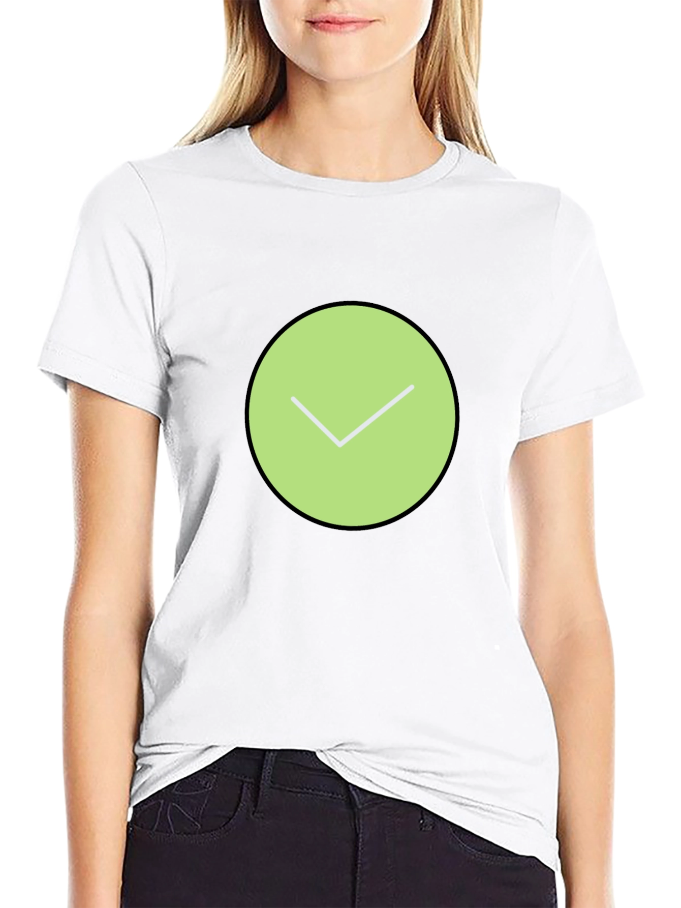 Modern Graphic Tee - Green Circle Check Mark