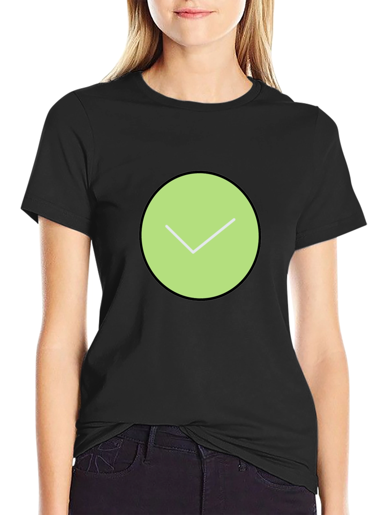 Modern Graphic Tee - Green Circle Check Mark