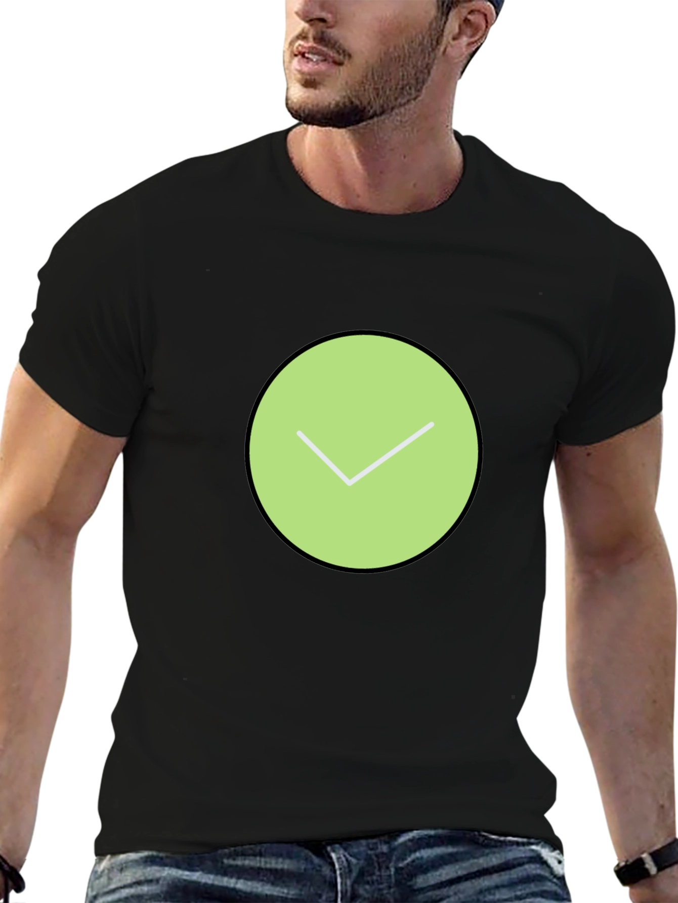 Modern Graphic Tee - Green Circle Check Mark