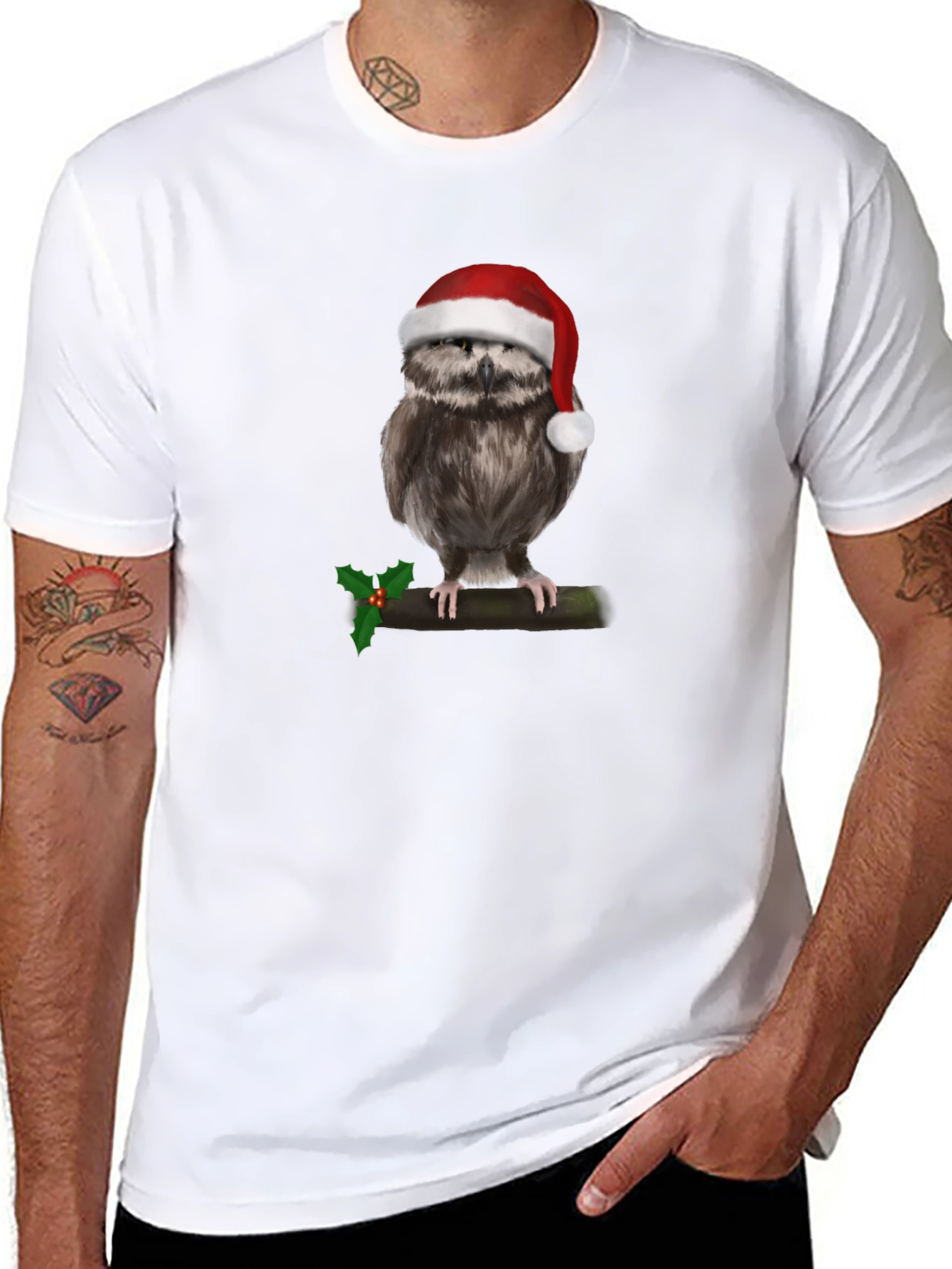 Festive Owl T-Shirt - Holiday Style