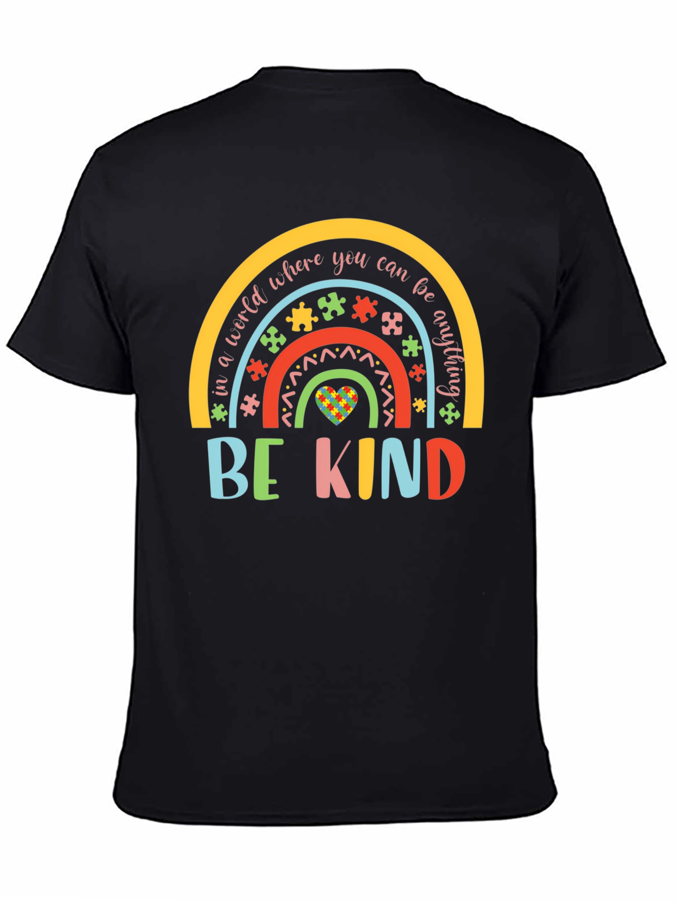 Be Kind Autism Awareness Rainbow Graphic T-Shirt