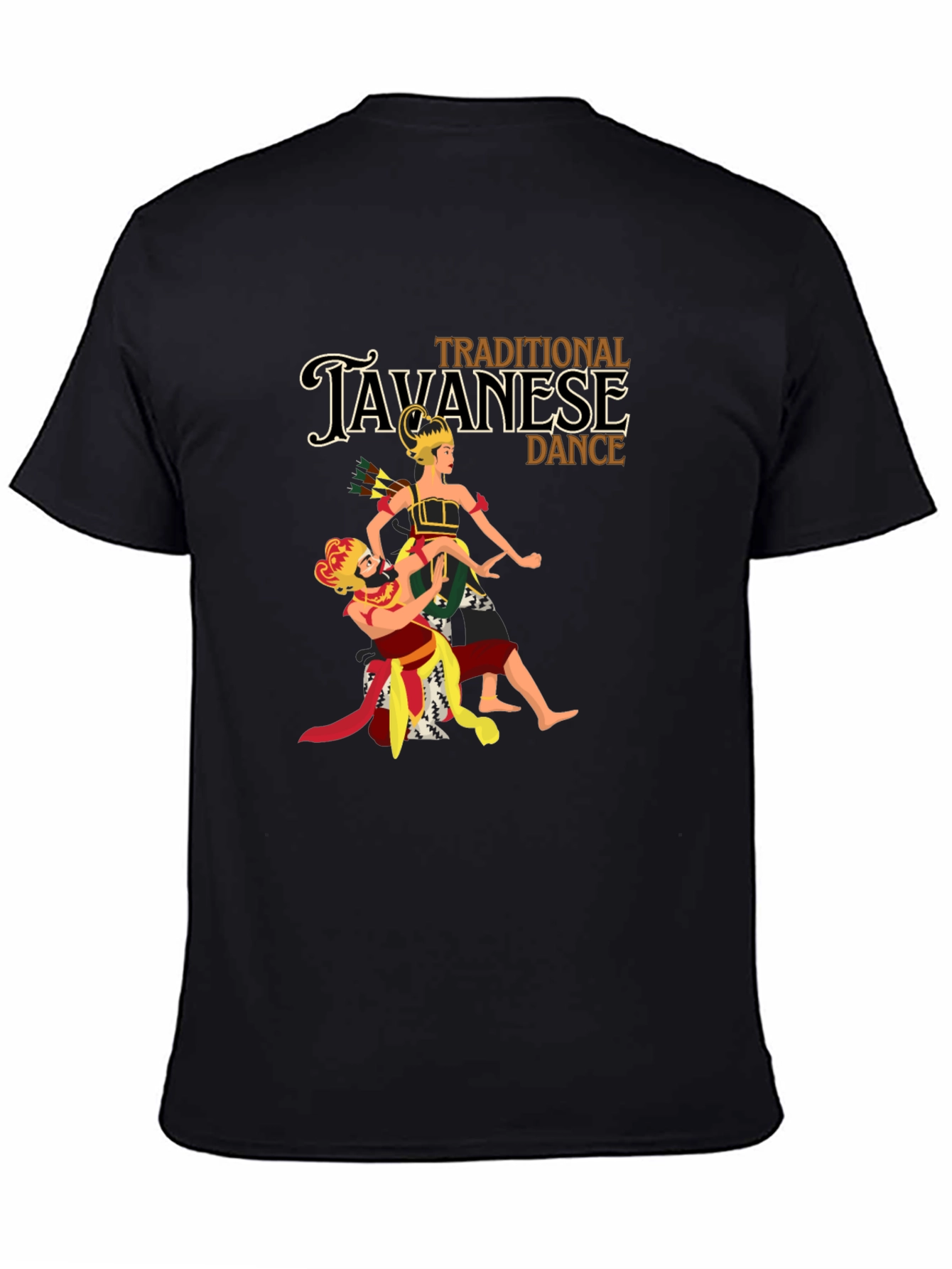 Javanese Dance Graphic Tee - Black Cotton Blend T-Shirt