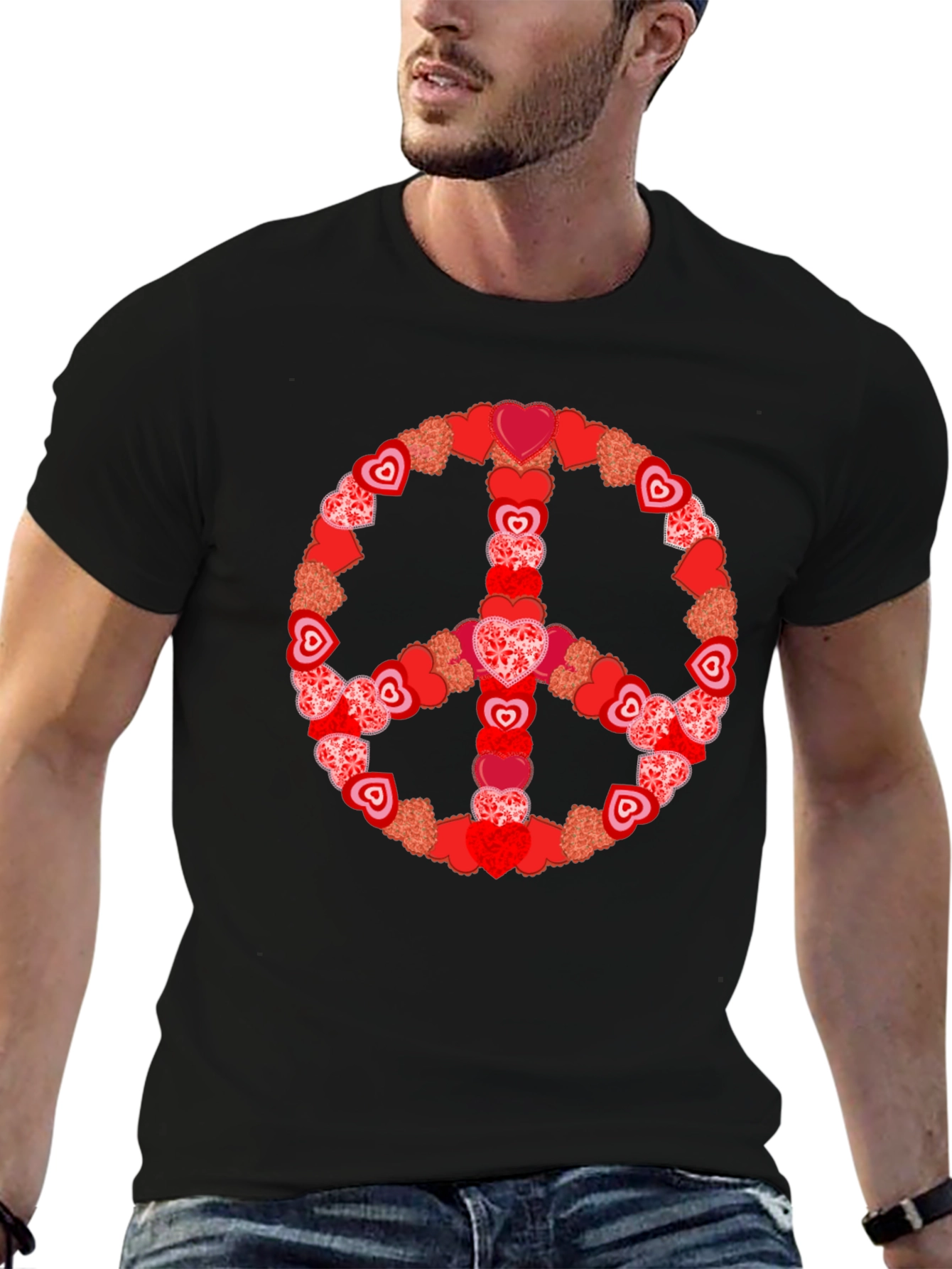 Heart Peace Sign Graphic Tee - Valentines Day Gift