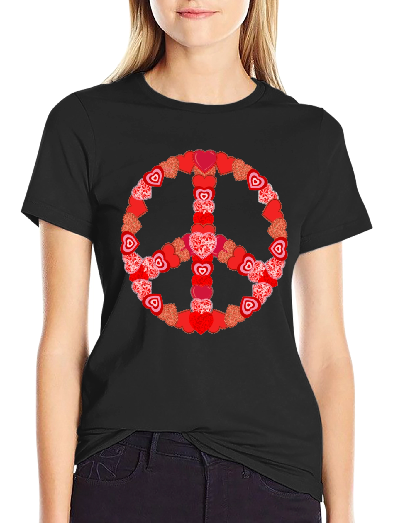 Heart Peace Sign Graphic Tee - Valentines Day Gift
