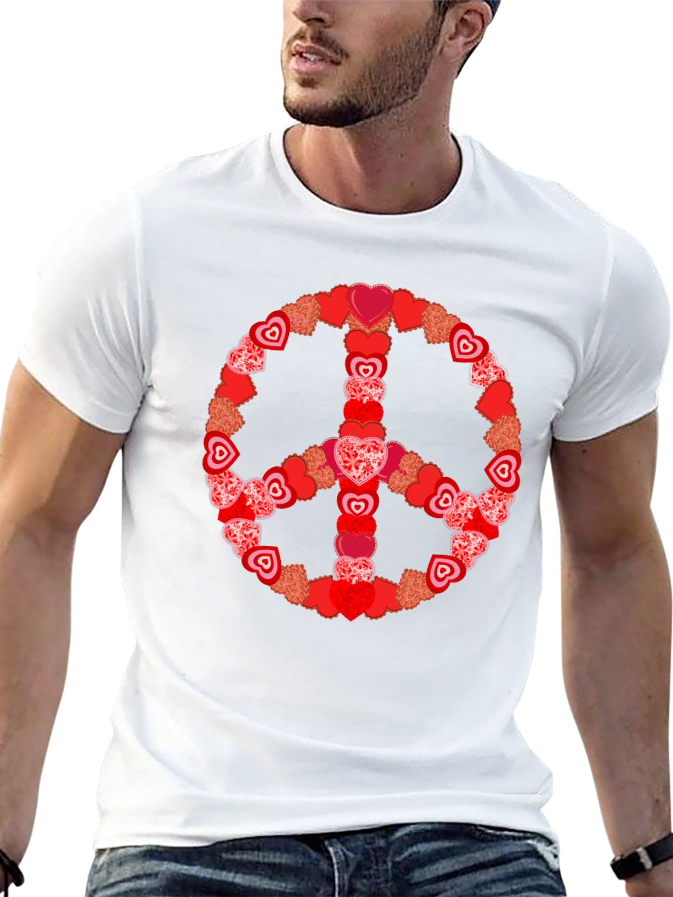 Heart Peace Sign Graphic Tee - Valentines Day Gift