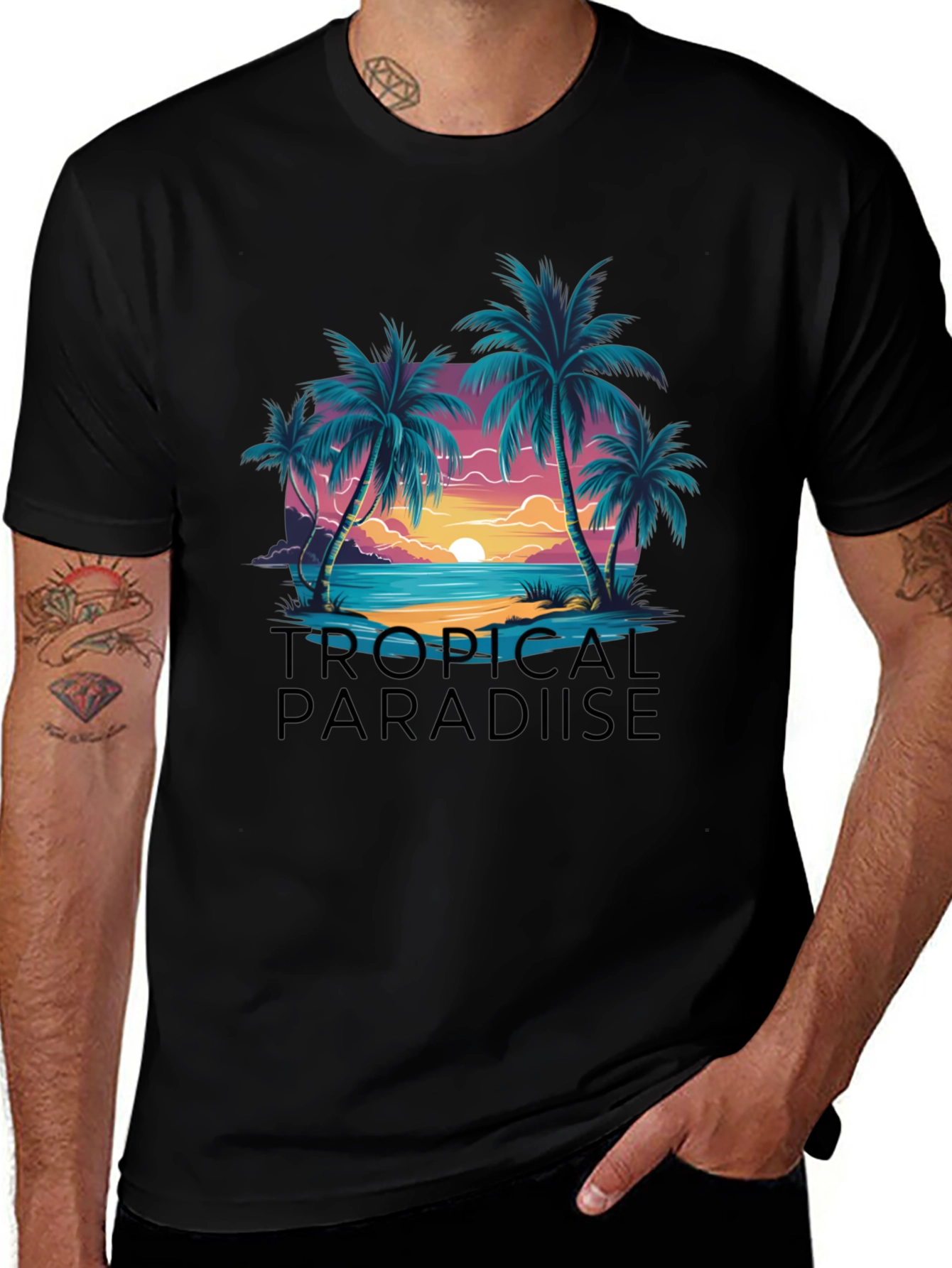 Tropical Paradise Graphic Tee - Island Getaway
