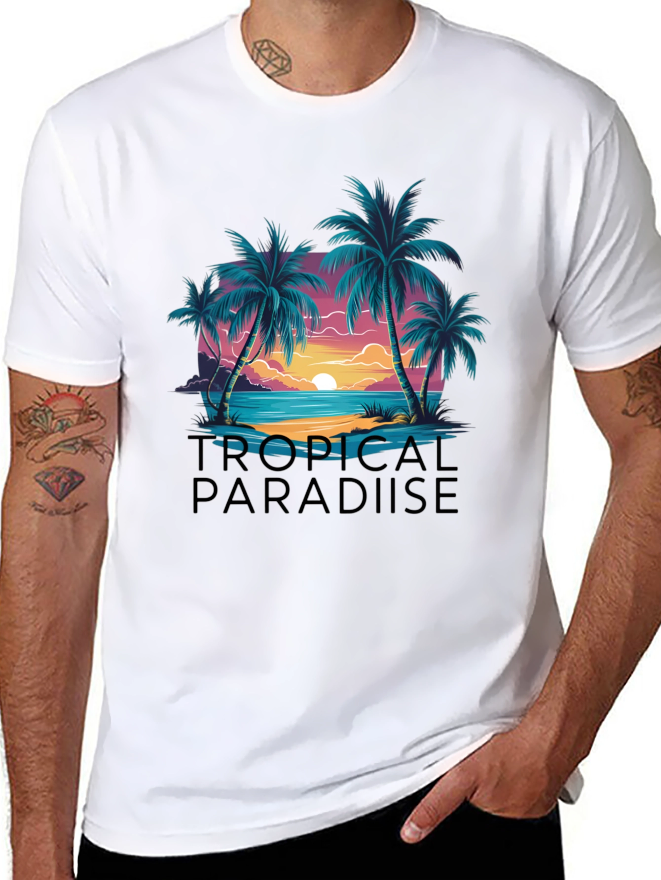 Tropical Paradise Graphic Tee - Island Getaway