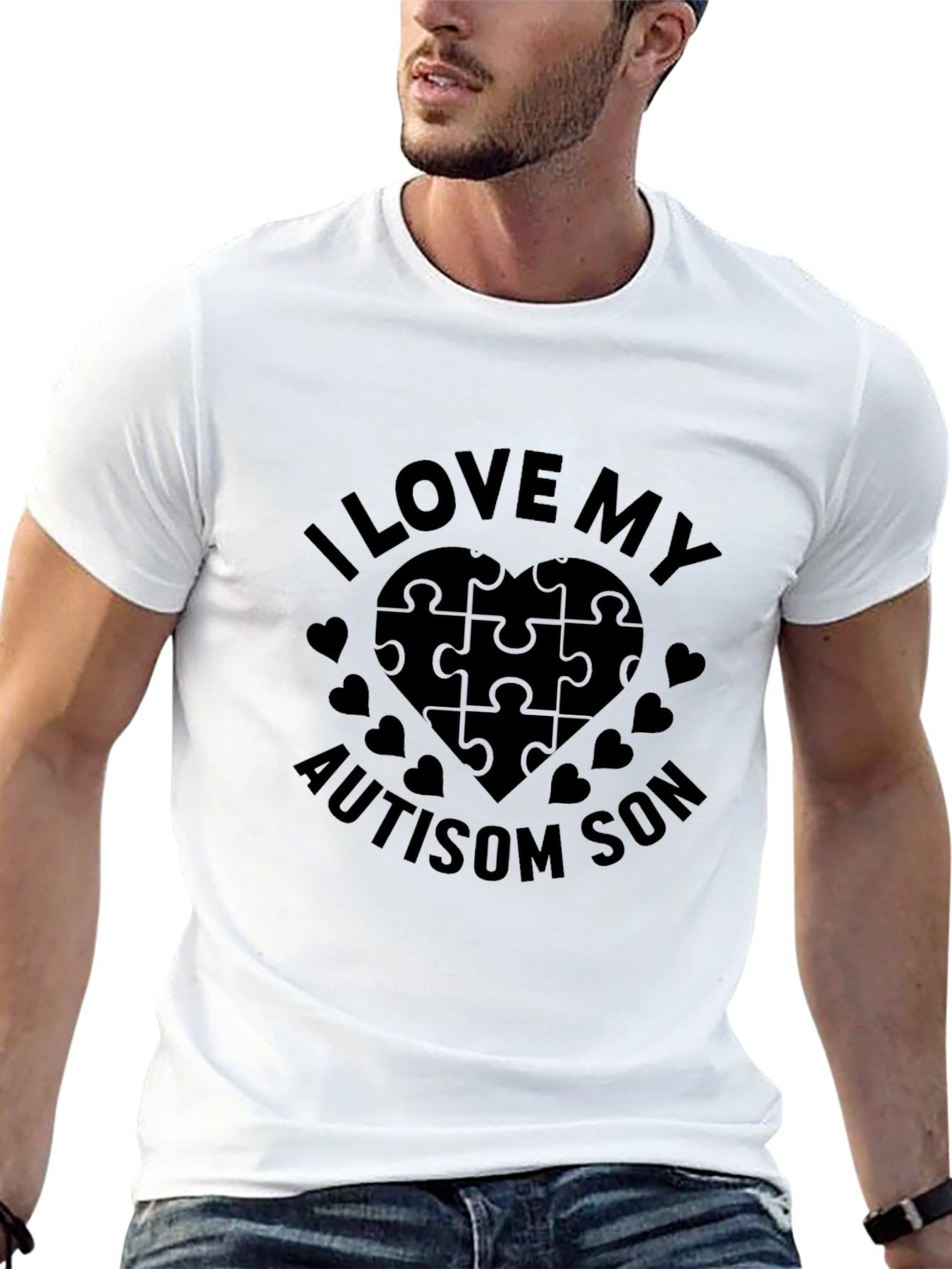 I Love My Autism Son Puzzle Heart T-Shirt